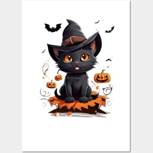 Black cat Halloween Posters and Art